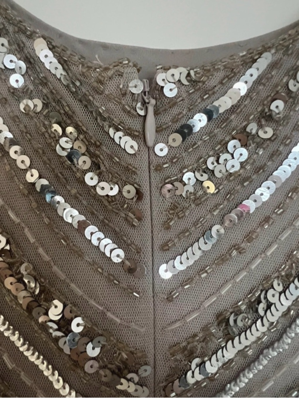 Adrianna Papell Taupe Sequin Beaded Mini Dress - Picture 5 of 6